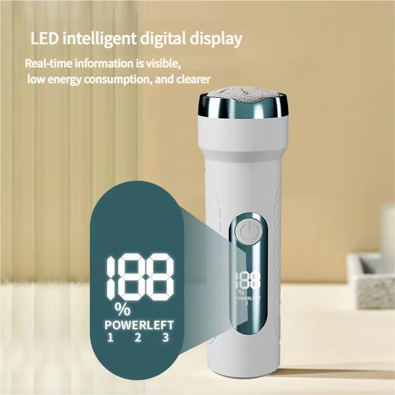 White Waterproof Electric Foot File with LED Display - Rechargeable Callus Remover