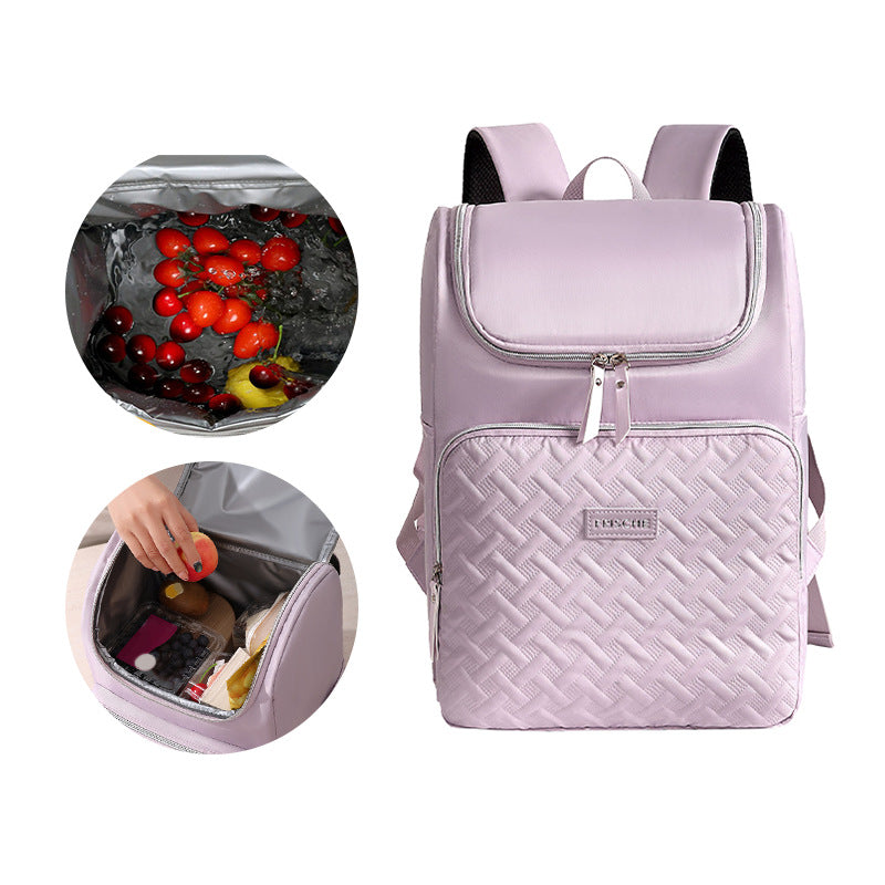 Purple Waterproof Insulated Backpack - Large Capacity Cooler Bag for Camping and Picnics