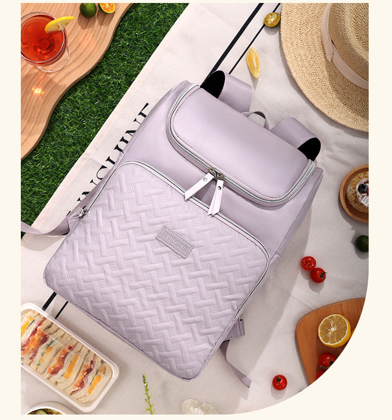 Purple Waterproof Insulated Backpack - Large Capacity Cooler Bag for Camping and Picnics