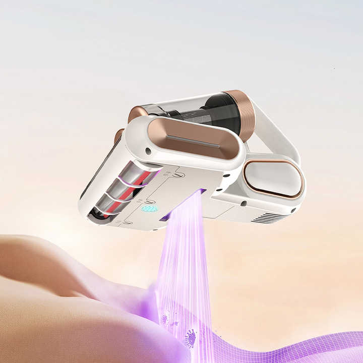 LF-LP018 White Cordless Mite Vacuum Cleaner with LED Display - Powerful 120W Cleaning