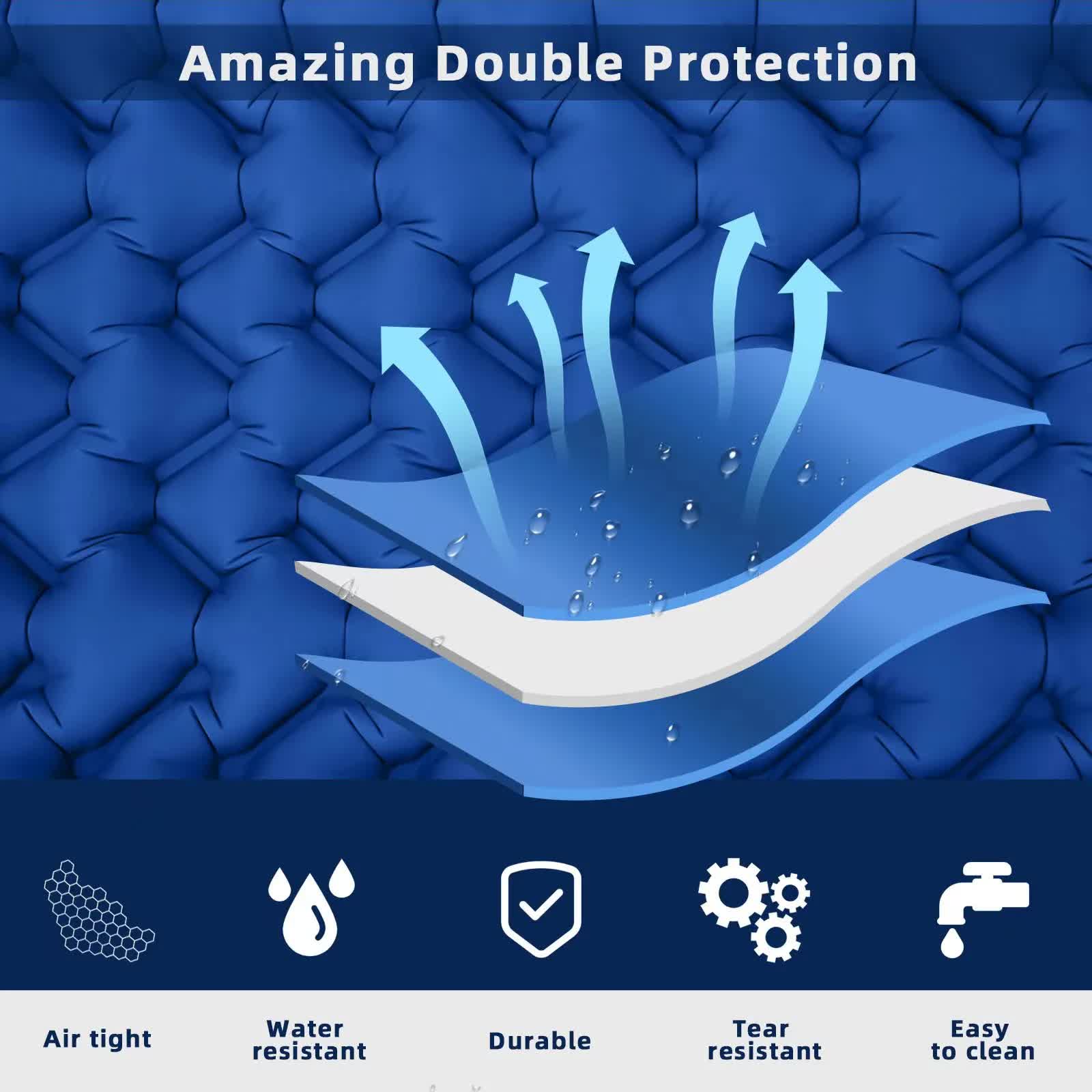 Blue Portable Outdoor Inflatable Mat - Foot-Operated Camping Sleeping Pad