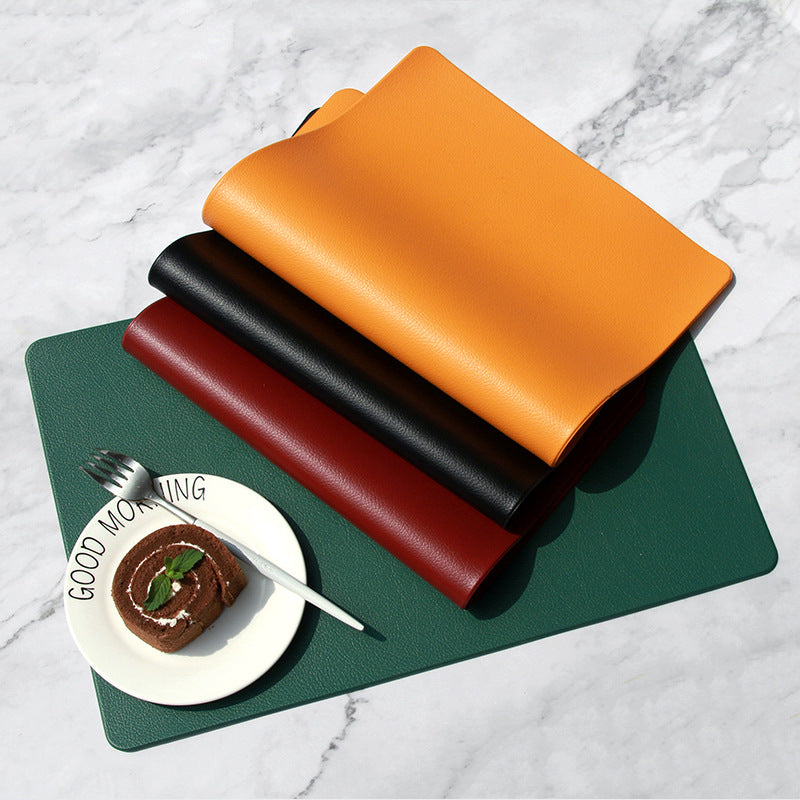5 PCS Orange Nordic Style Leather Placemat - Anti-Slip, Heat-Resistant Table Mat 30cm x 45cm