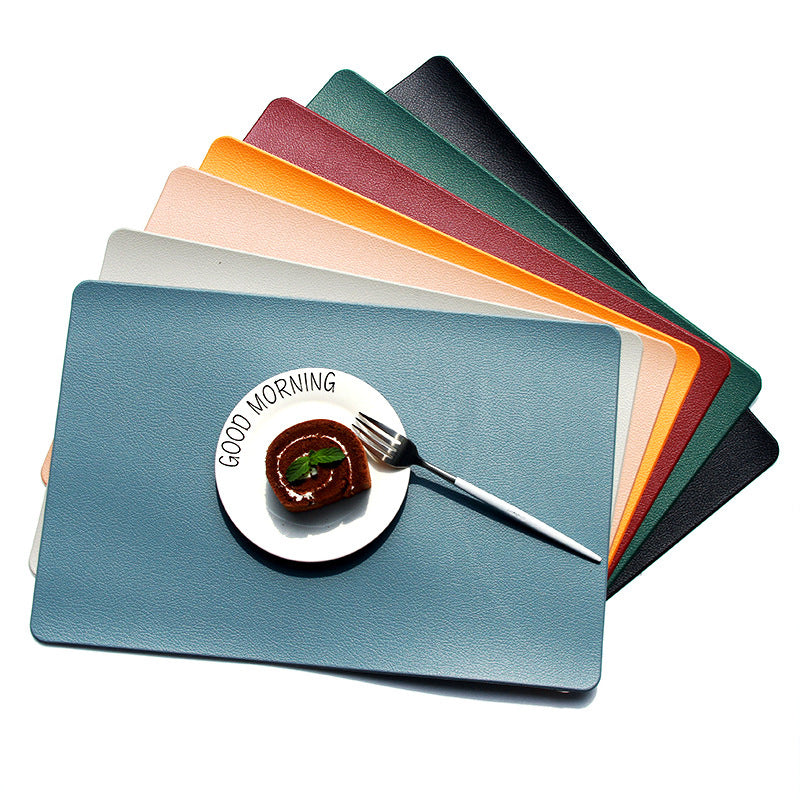 5 PCS Green Nordic Style Leather Placemat - Anti-Slip, Heat-Resistant Table Mat 30cm x 45cm