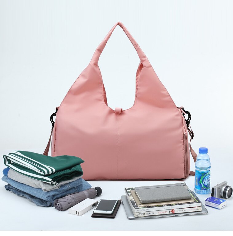 Grey Stylish Women's Travel Bag - Large-Capacity Fitness & Yoga Bag with Separate Shoe Compartment