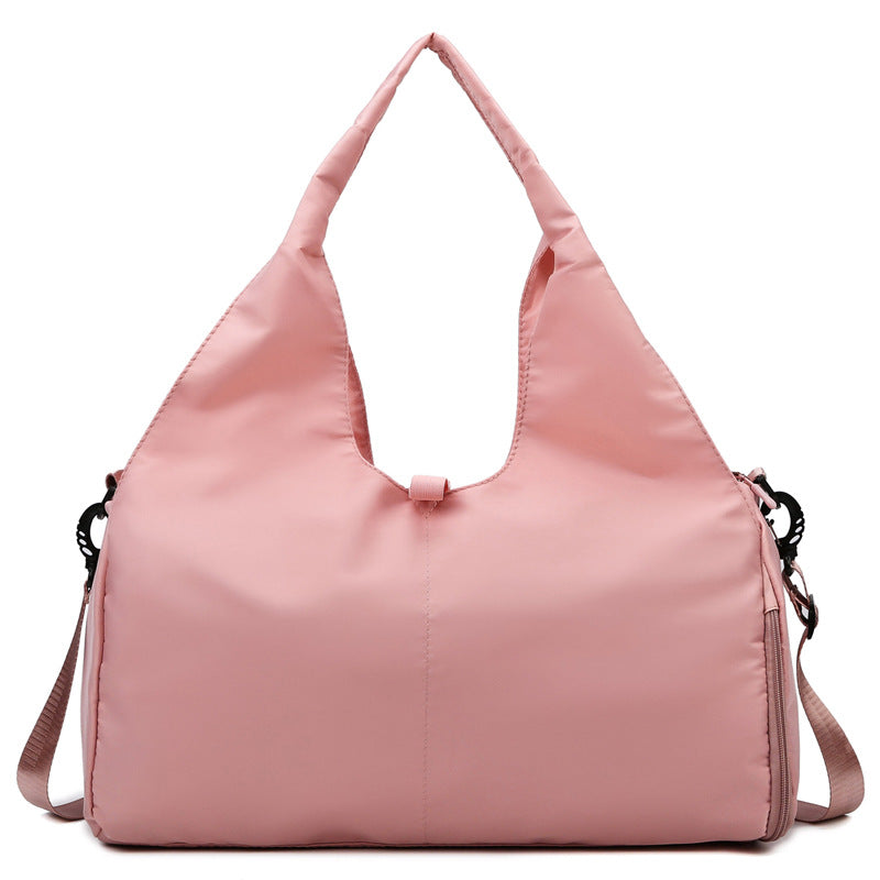 Pink Stylish Women&#39;s Travel Bag - Large-Capacity Fitness &amp; Yoga Bag with Separate Shoe Compartment