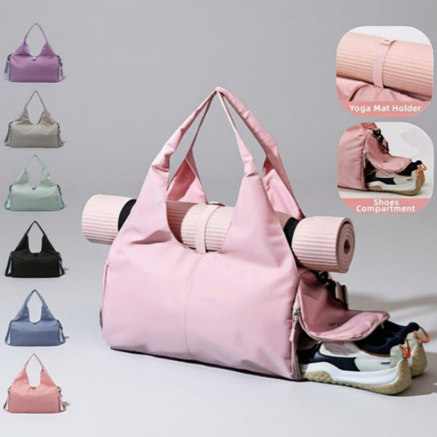 Green Stylish Women's Travel Bag - Large-Capacity Fitness & Yoga Bag with Separate Shoe Compartment
