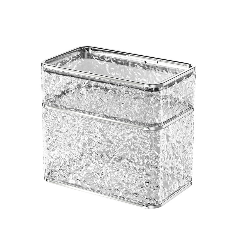 2PCS Stylish Double-Layer Transparent Wave-Textured Tissue Box Holder - Stylish Bathroom Storage