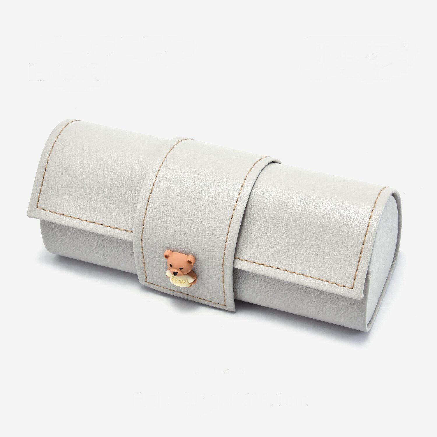 3 PCS Cute Bear PU Leather Glasses Case Large Capacity - Portable Protective Sunglasses Holder for Big Frames - Grey Eyewear Storage Box