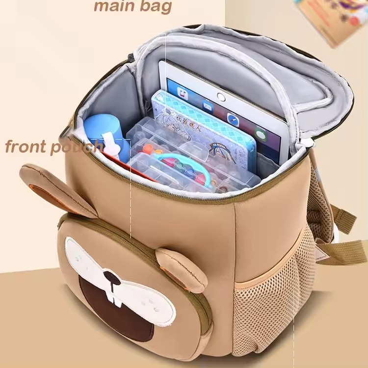 Khaki Rabbit Cute Animal  Kids Backpack - Lightweight Toddler School Bag - Soft 3D Cartoon Daypack for Kindergarten & Childcare- Boys Girls Ages 3-6