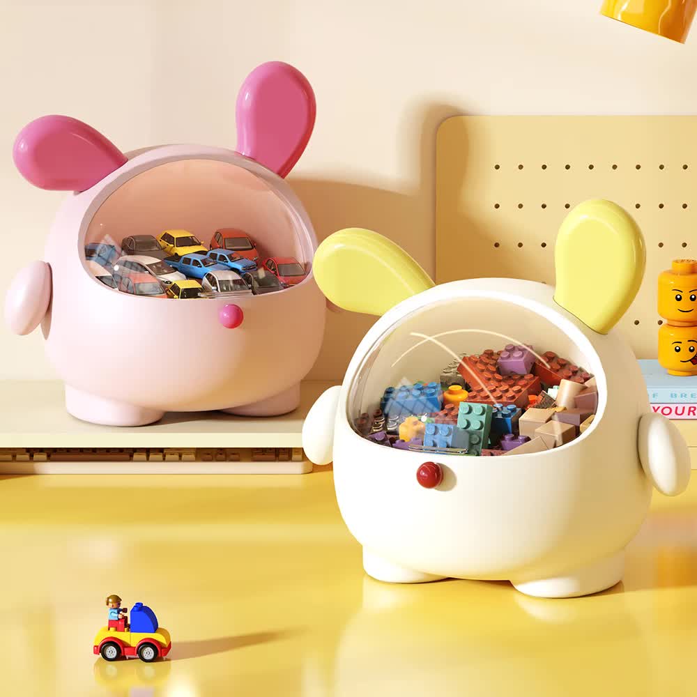 2PCS Black-Eared Cute Puppy Desktop Bin with Lid - Mini Trash Can & Storage Organiser - Kawaii Office Decor for Vanity & Home Office