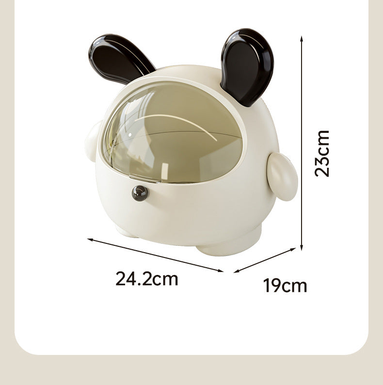 2PCS Yellow-Eared Cute Puppy Desktop Bin with Lid - Mini Trash Can & Storage Organiser - Kawaii Office Decor for Vanity & Home Office