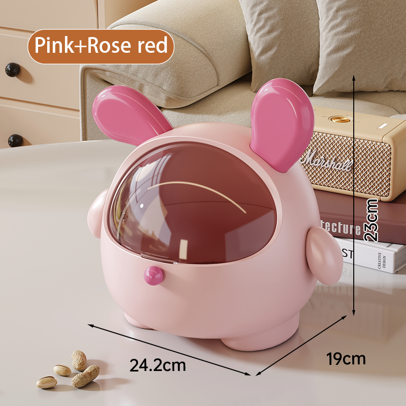 2PCS Pink + Rose red -Cute Puppy Desktop Bin with Lid - Mini Trash Can &amp; Storage Organiser - Kawaii Office Decor for Vanity &amp; Home Office