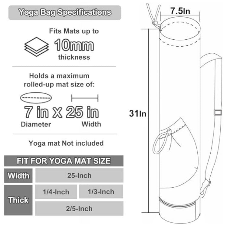 Pink Professional Yoga Mat Carrying Bag - 31 Inch Large Capacity Fitness Storage Pouch with Adjustable Shoulder Strap and Accessory Pocket - Fits Mats up to 10mm Thickness