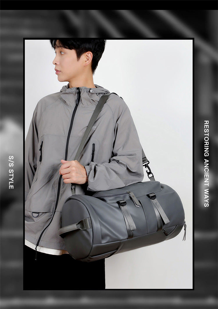 Black Large Capacity Men's Travel Backpack with Shoe Compartment - Water-Resistant Coated Fabric Business Weekender Bag - Casual Duffel Backpack with Dry-Wet Separation for Gym, Hiking, and 14-Inch Laptop