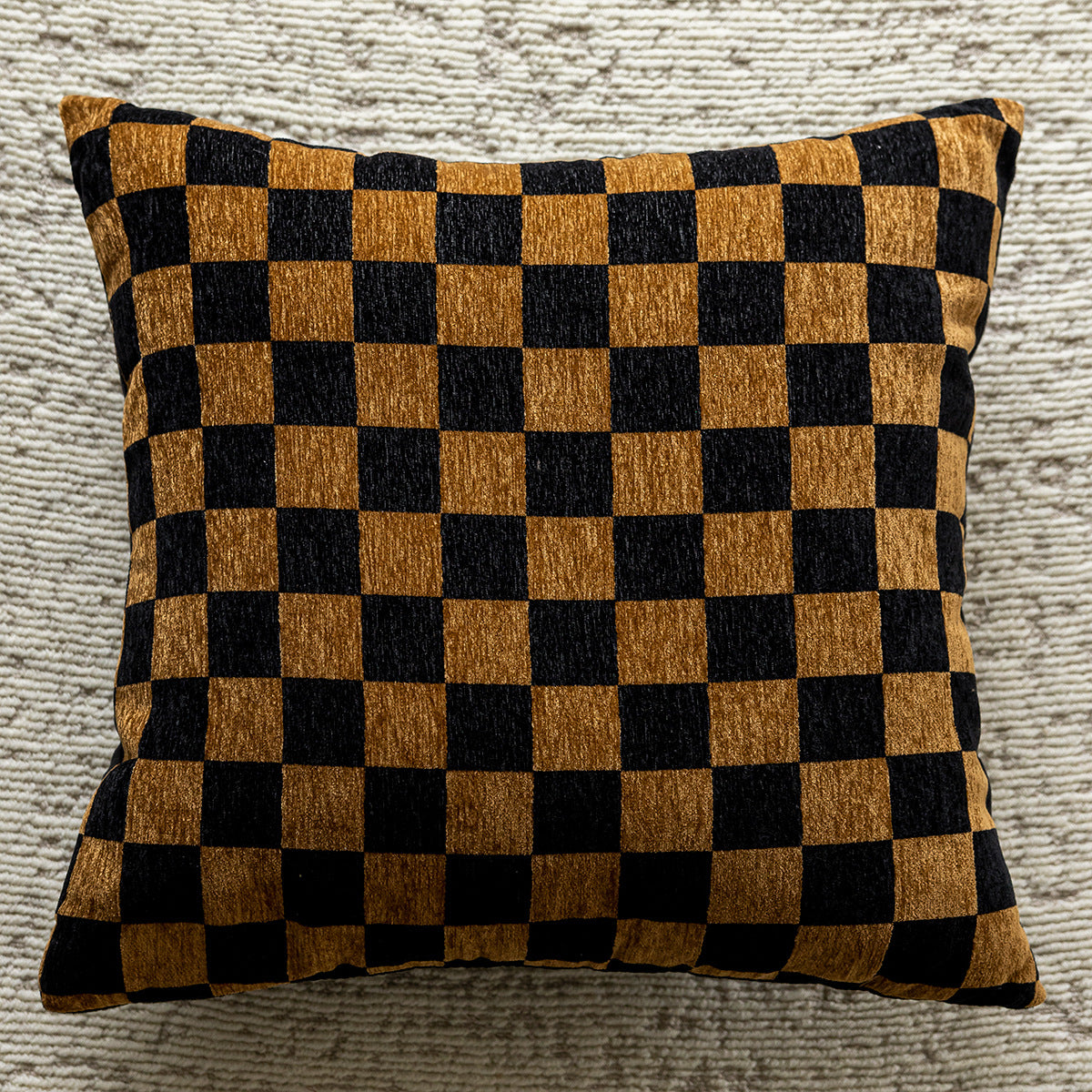 Yellow Checkered 45x45cm Decorative Zebra-Pattern Pillow Cover with Non-Woven Insert