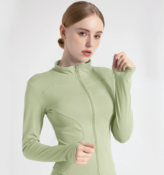 XXXL Green High-Stretch Slim Fit Yoga Jacket - Full Zip Workout Sports Jacket for Women