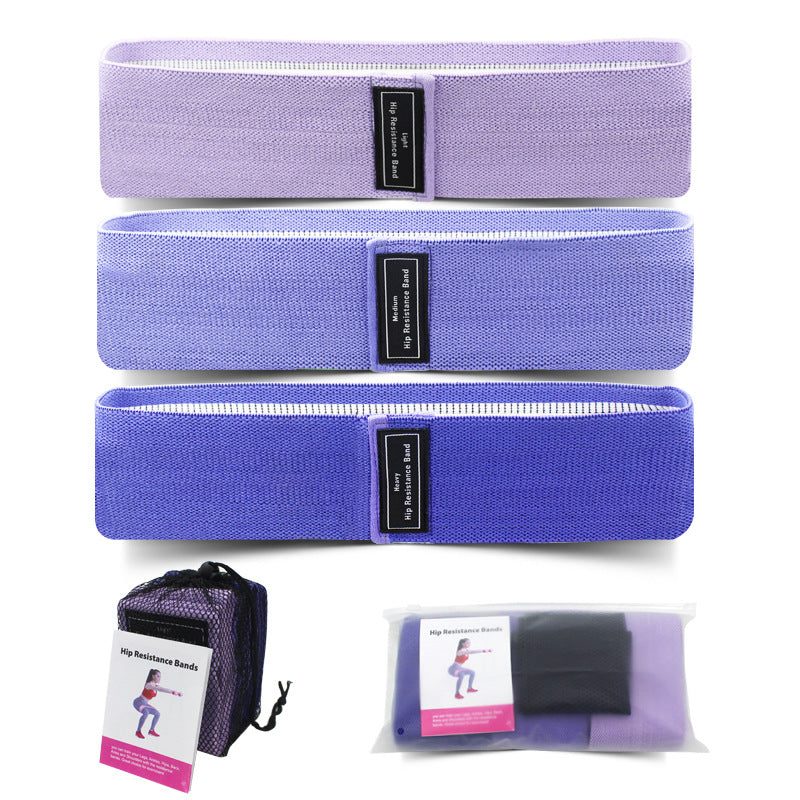 Purple Colour Scheme Fabric Resistance Bands Set - 3 Levels Non-Slip Hip Bands for Strength Training