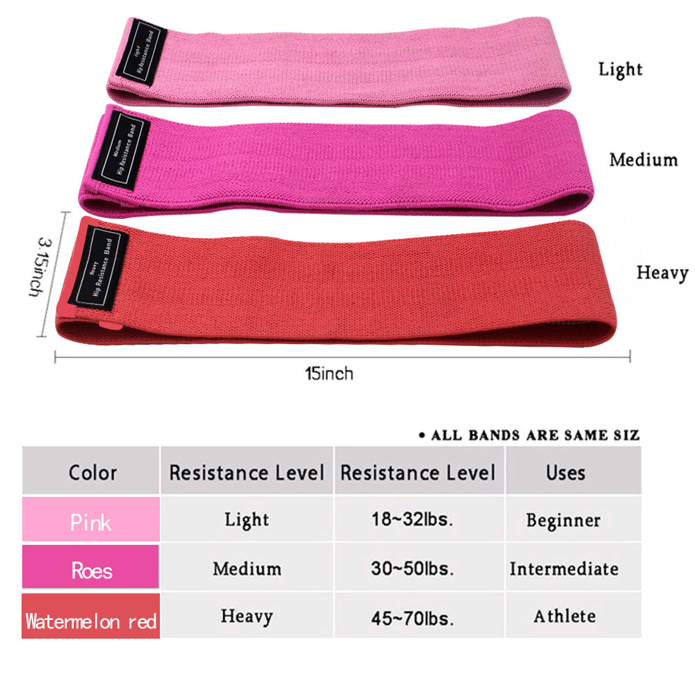 Red Colour Scheme Fabric Resistance Bands Set - 3 Levels Non-Slip Hip Bands for Strength Training