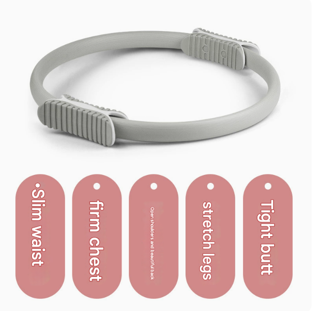 2 PCS Grey 38cm Pilates Ring Circle with Comfort Foam Handles for Core & Muscle Toning