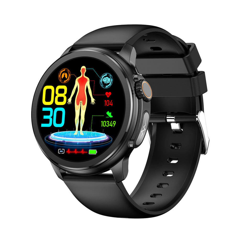 Black Round 1.3" Touch Screen Smartwatch with Heart Rate &amp; Fitness Tracking