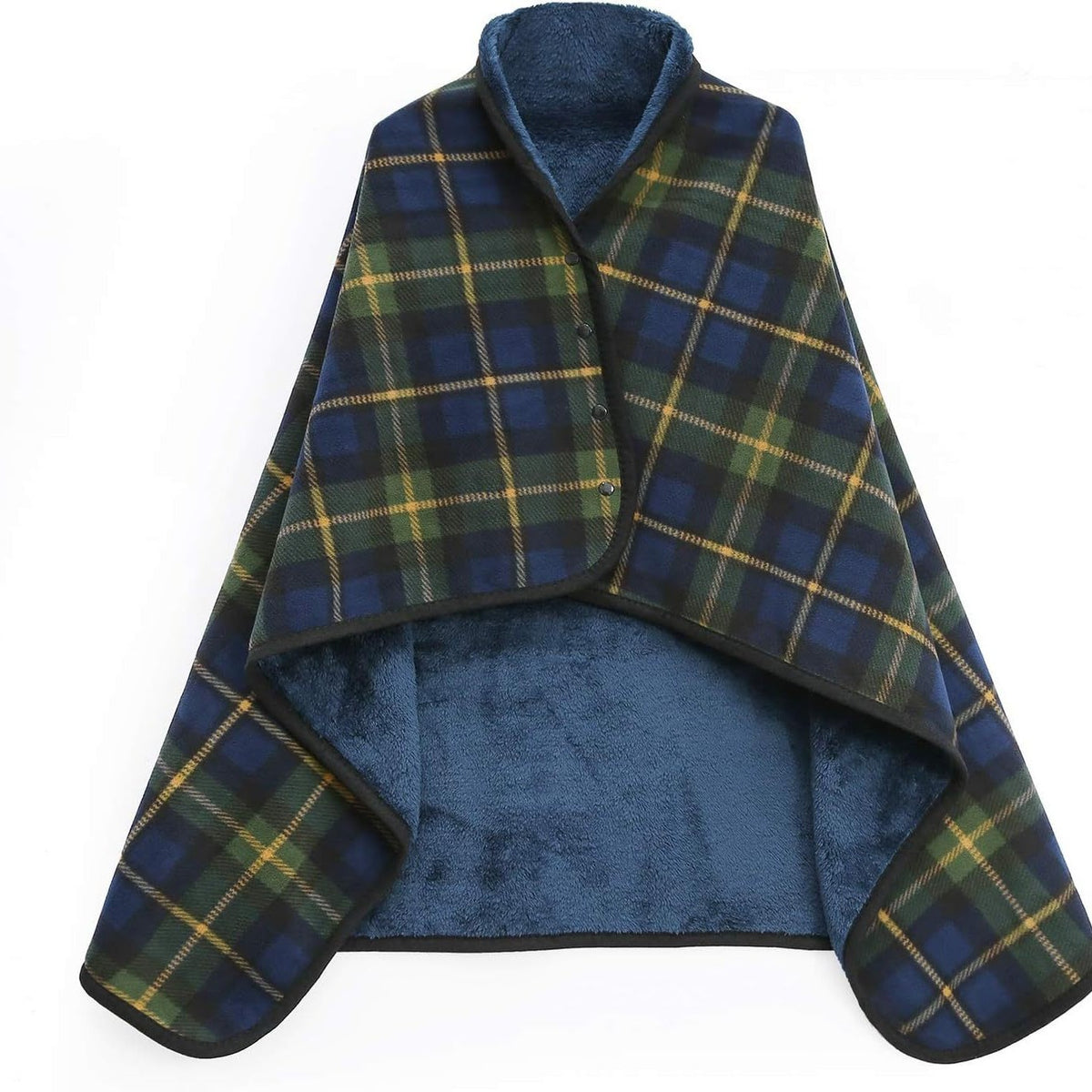 Green-blue Rasa 100x140cm Wearable Fleece Blanket - Soft, Warm &amp; Anti-Pilling, Stylish Plaid Design