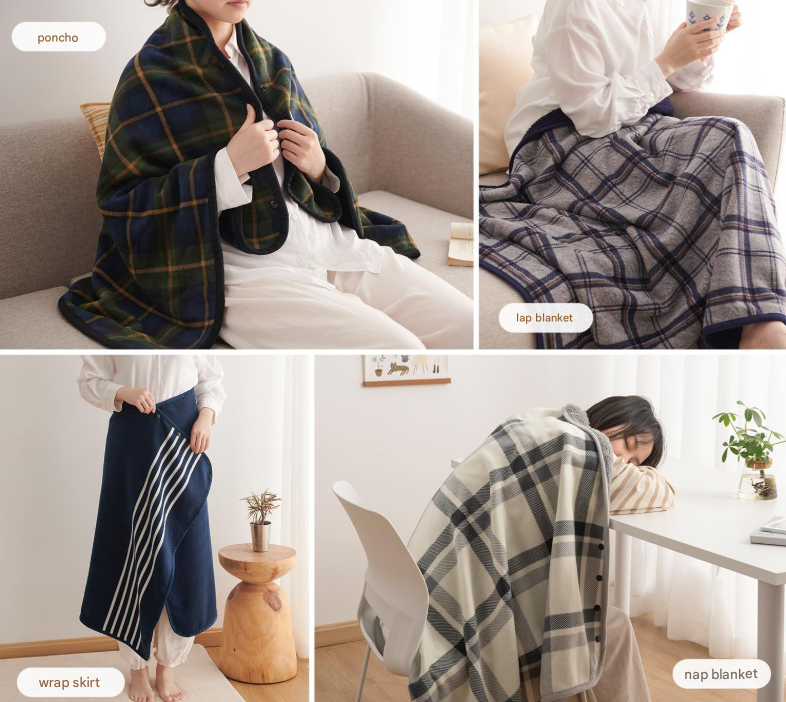 Green-blue Rasa 100x140cm Wearable Fleece Blanket - Soft, Warm & Anti-Pilling, Stylish Plaid Design