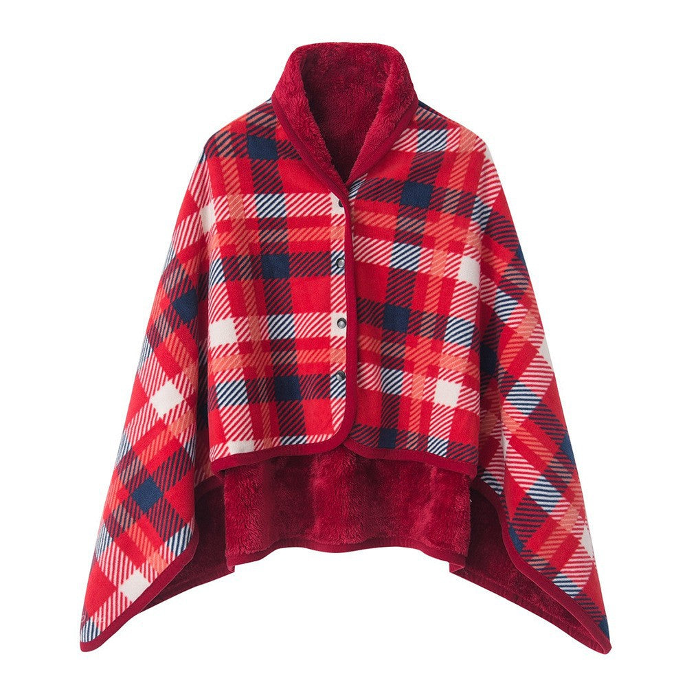 Red Rasa 100x140cm Wearable Fleece Blanket - Soft, Warm &amp; Anti-Pilling, Stylish Plaid Design