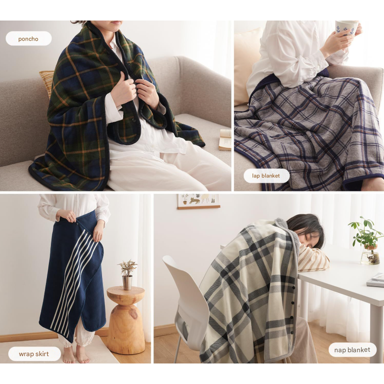 Multicolor Rasa 100x140cm Wearable Fleece Blanket - Soft, Warm & Anti-Pilling, Stylish Plaid Design