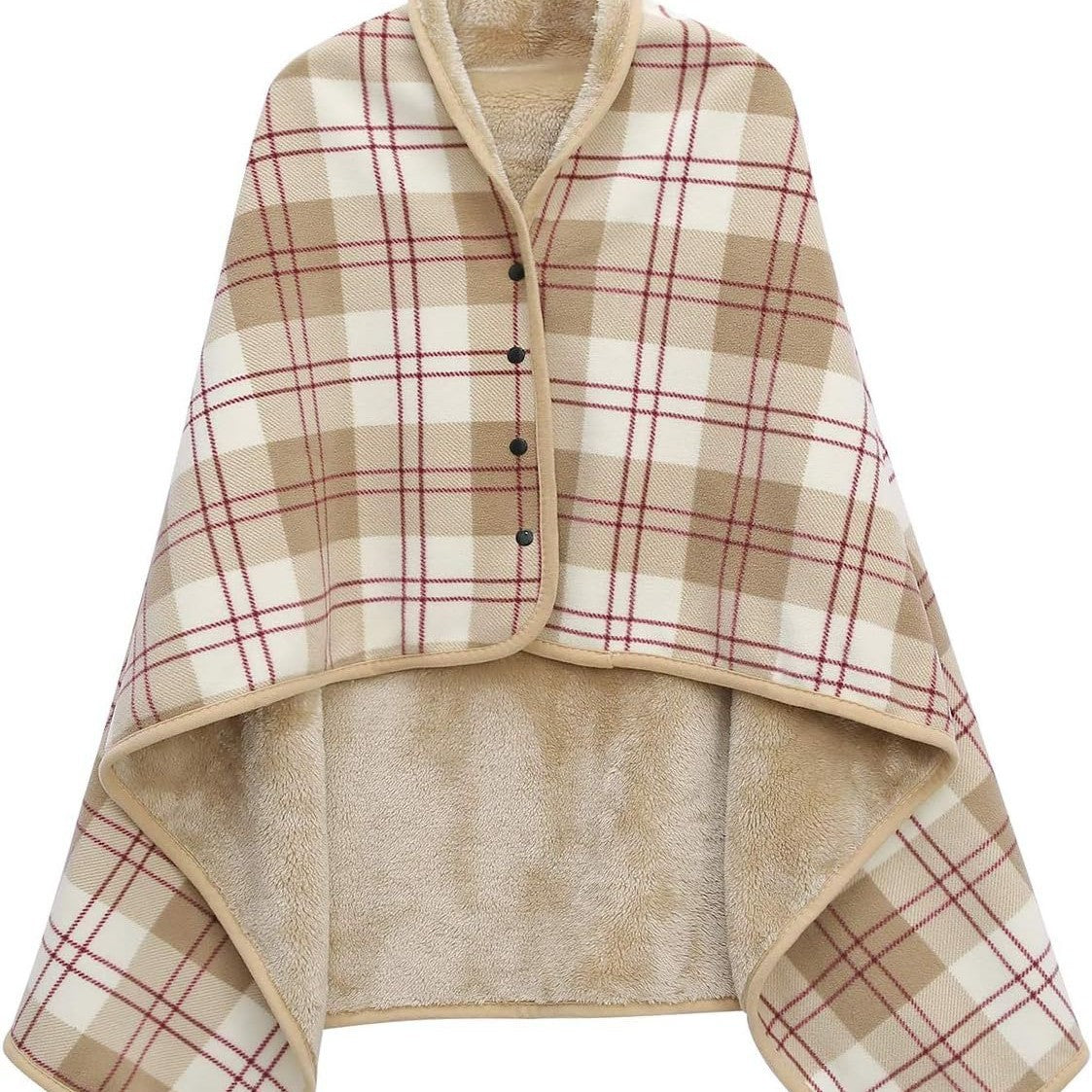 Light-brown 100x140cm Wearable Fleece Blanket - Soft, Warm &amp; Anti-Pilling, Stylish Plaid Design