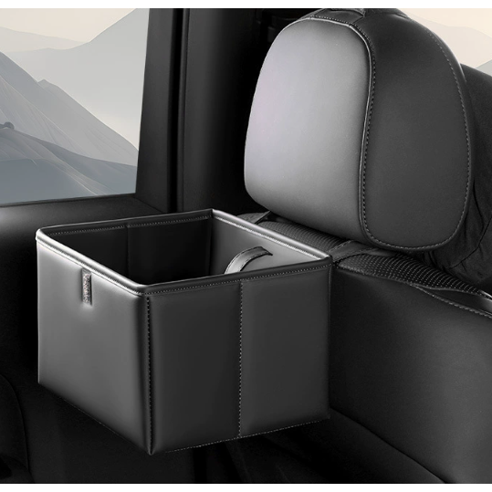 Black Foldable Car Trash Bin and Storage Box - 23x17x15cm, Space-Saving, Convenient Design