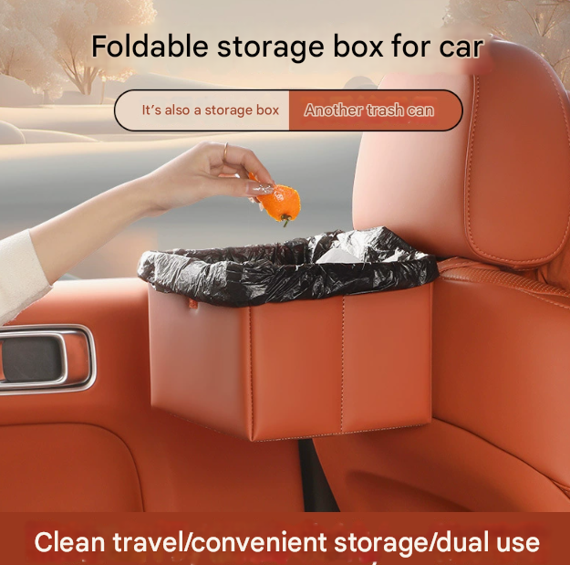 Red Foldable Car Trash Bin and Storage Box - 23x17x15cm, Space-Saving, Convenient Design