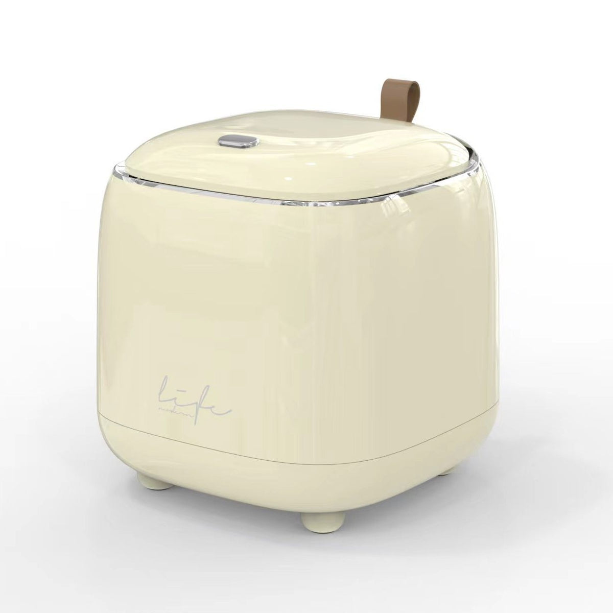 Light Yellow Desktop Trash Bin with Lid - Press-Down Design, Portable for Car and Home Use