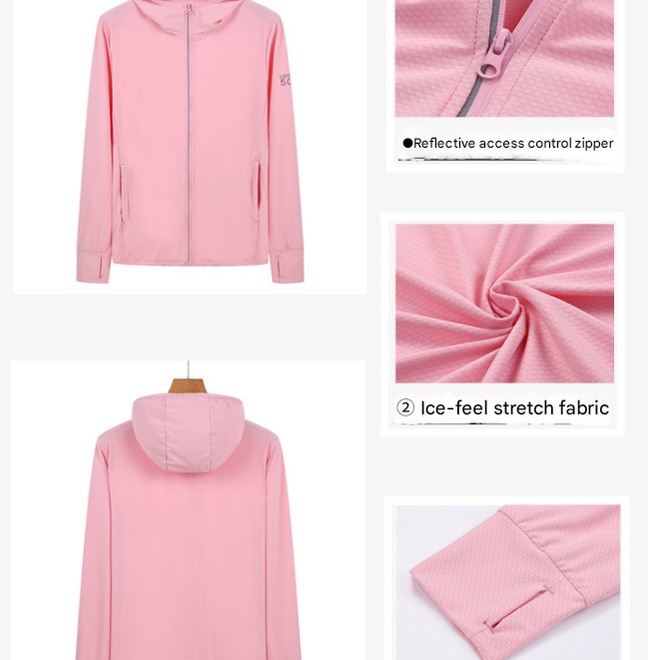 3XL Pink Long Sleeve UV Protection Summer Breathable Knitted Ice Silk Outdoor Sun Protection Clothing - Unisex Thin Sunscreen Shirt
