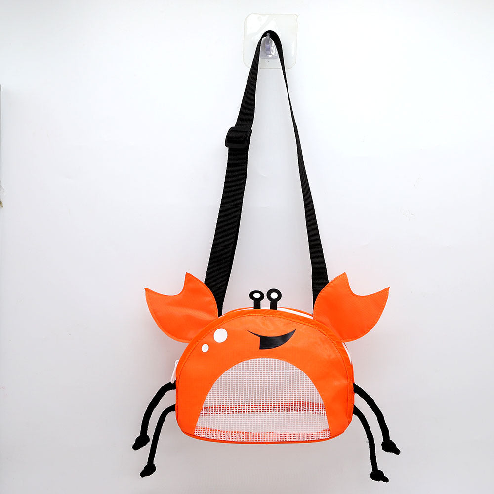 3 PCS Orange Cute Crab Mesh Beach Bag for Kids - Shell Collecting Sand Toy Bag for Toddlers