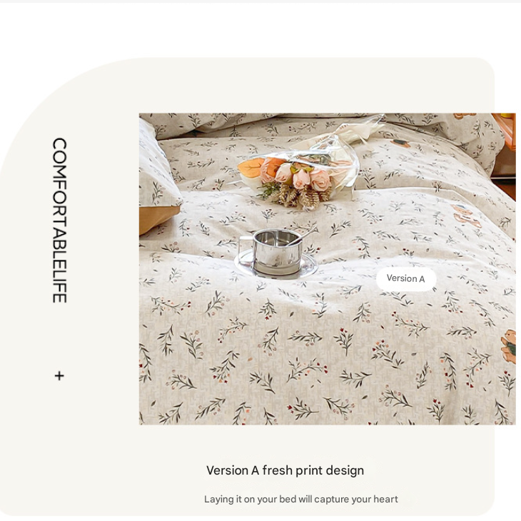 Pinstripe Thick Brushed Cotton 4-Piece Bed Sheet Set (1.5m Bed) - Fits 200x230cm Duvet