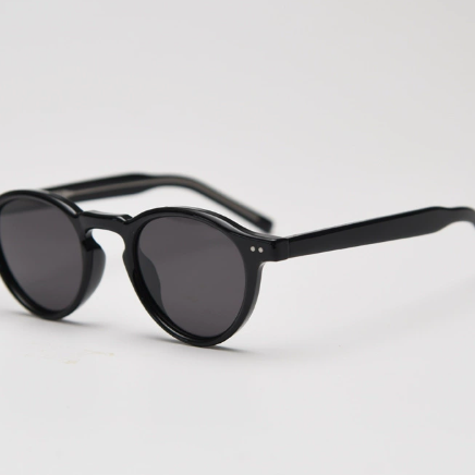 Black Retro Round Polarized Sunglasses - Black Frame - Fashion UV Protection