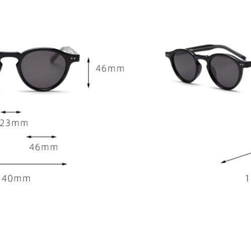 Black Retro Round Polarized Sunglasses - Black Frame - Fashion UV Protection