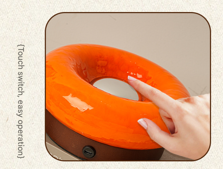 Orange Donut Table Lamp - Rechargeable Touch Control LED