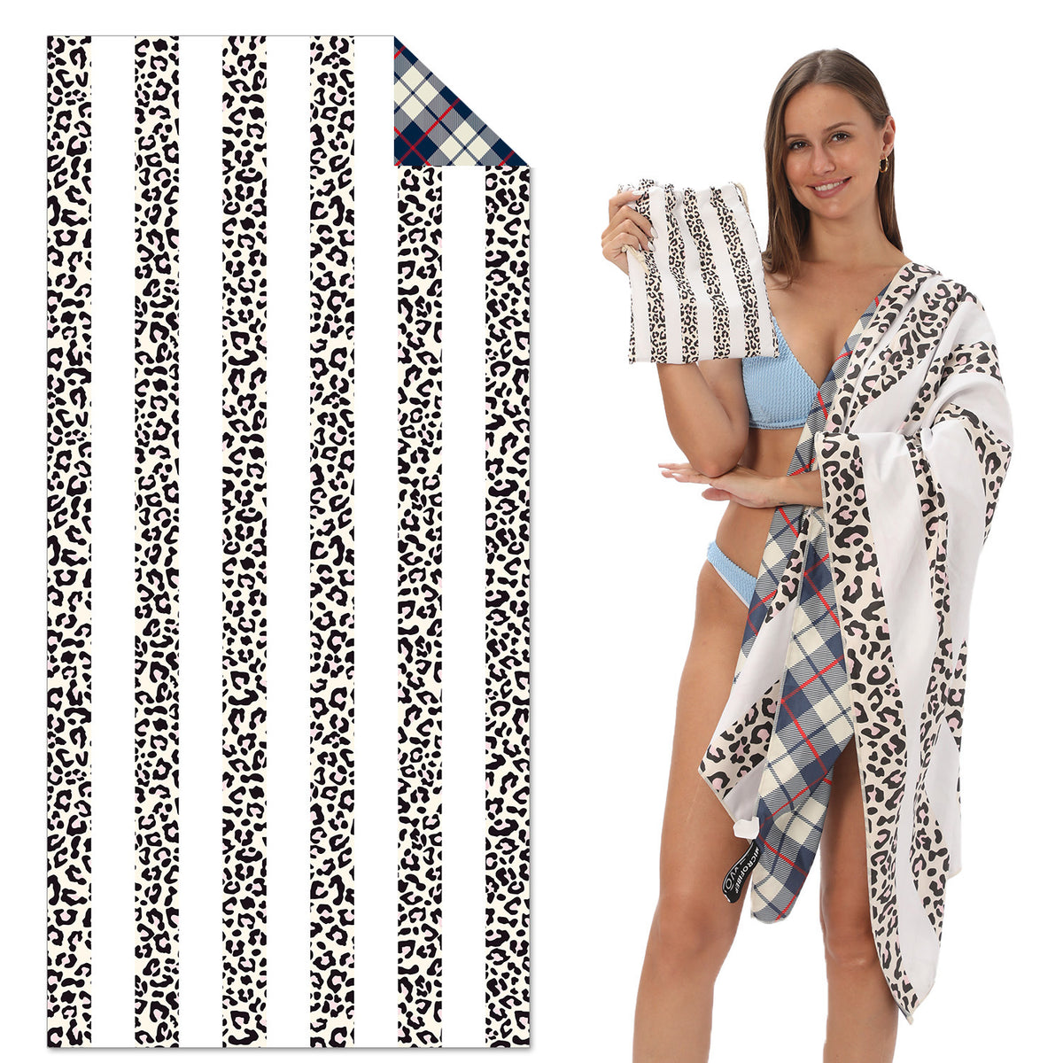 TW1 - Double-Sided Printed Beach Towel - Soft Microfiber - 100x180cm