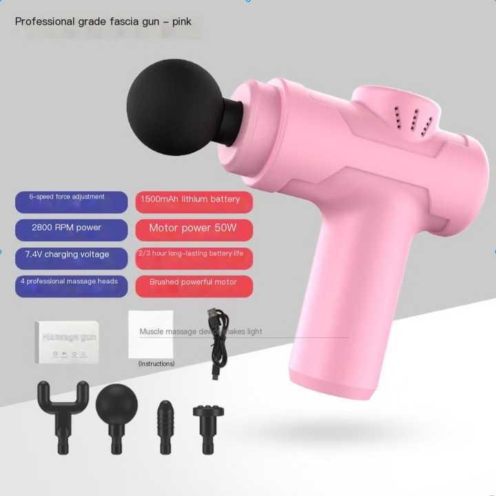 Pink Portable Mini Massage Gun for Deep Tissue - Adjustable Impact Neck Massager with Rechargeable Battery