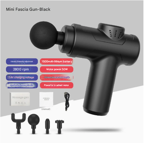 Black Portable Mini Massage Gun for Deep Tissue - Adjustable Impact Neck Massager with Rechargeable Battery