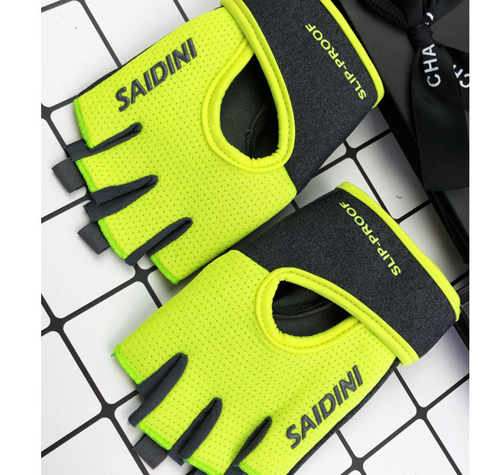 S Chartreuse 2-PCS Women&#39;s Half-Finger Fitness Gloves - Anti-Slip Breathable Gloves for Yoga, Spin Bike, and Weight Training