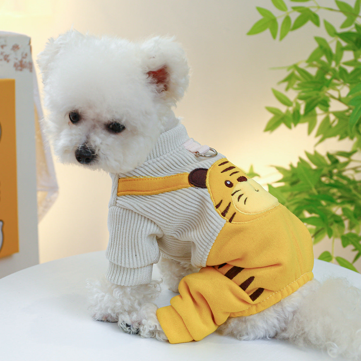 L Little Tiger Bib Pants Cute Four-Legged Dog Clothes - Spring/Summer Pet Outfit, Soft &amp; Breathable