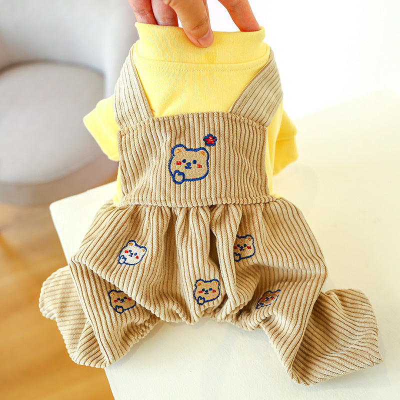 XS Beardie Bib Pants Cute Four-Legged Dog Clothes - Spring/Summer Pet Outfit, Soft &amp; Breathable