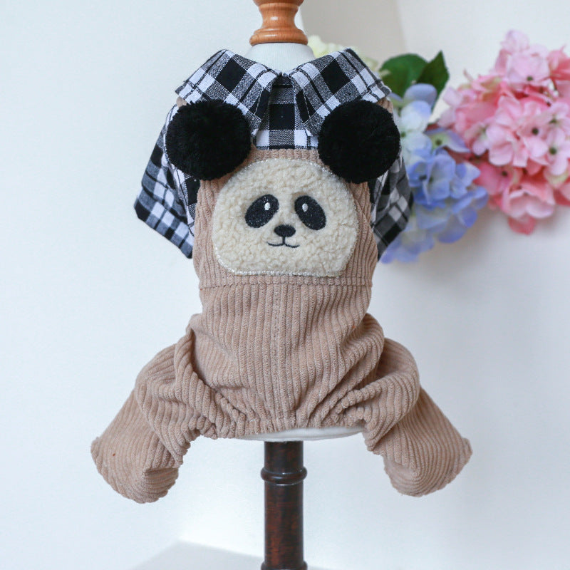 XL Panda Ball Bib Pants Four-Legged Dog Clothes - Spring/Summer Pet Outfit, Soft &amp; Breathable
