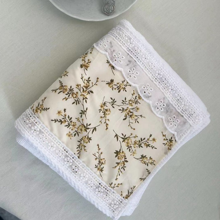 2 PCS Yellow Small Flower B 100% Cotton Solid Color Thickened Adult Face Towel with Floral Soft Texture - 35 x 75cm