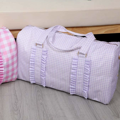 Purple Travel Bag with Large Capacity - Stylish Striped Backpack for Short Trips, 40x28x10cm
