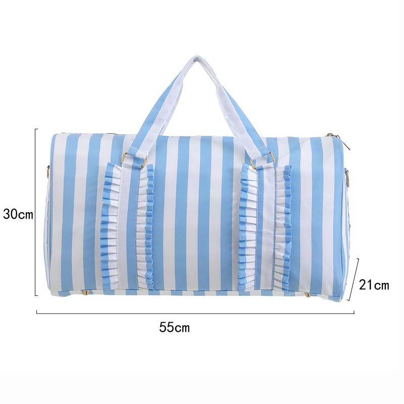 Purple Travel Bag with Large Capacity - Stylish Striped Backpack for Short Trips, 40x28x10cm