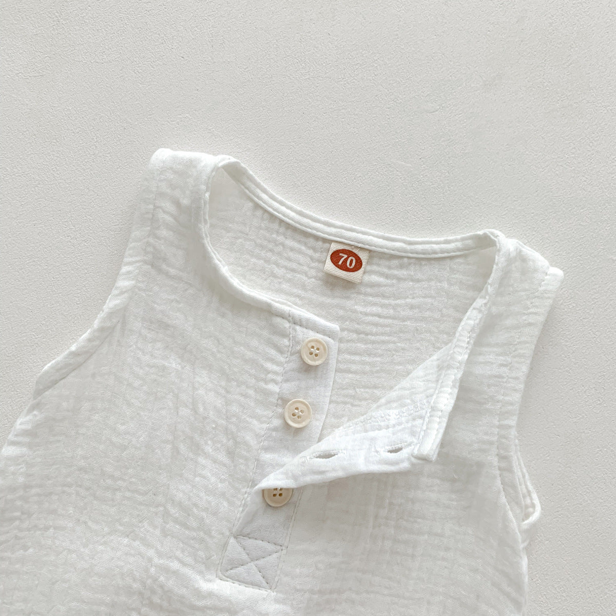 100cm Khaki Sleeveless Bubble Cotton Baby Romper - Soft Newborn Onesie for Boys and Girls, 0-2 Years