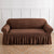 Light Coffee Three-person Sofa Bubble Gauze Sofa Cover with Skirt - Full Elastic Dustproof Three-person Seater 190-230cm